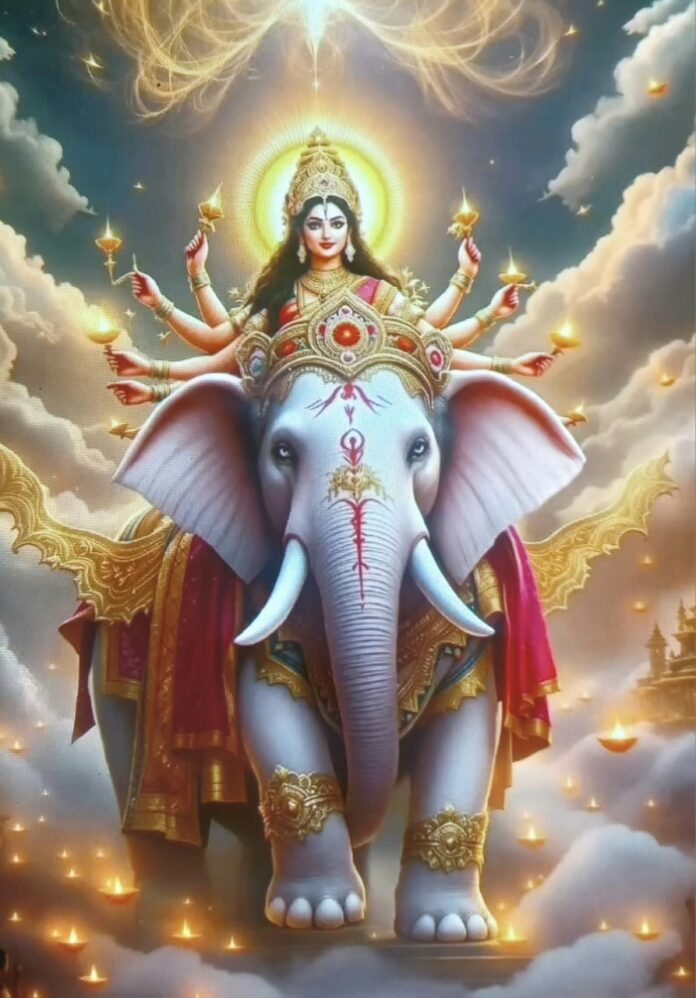 Sharadiya Navratri......... The nine goddesses, the Chakra of Shri Hari, are in one of the eighteen hands of Mother Adishakti.