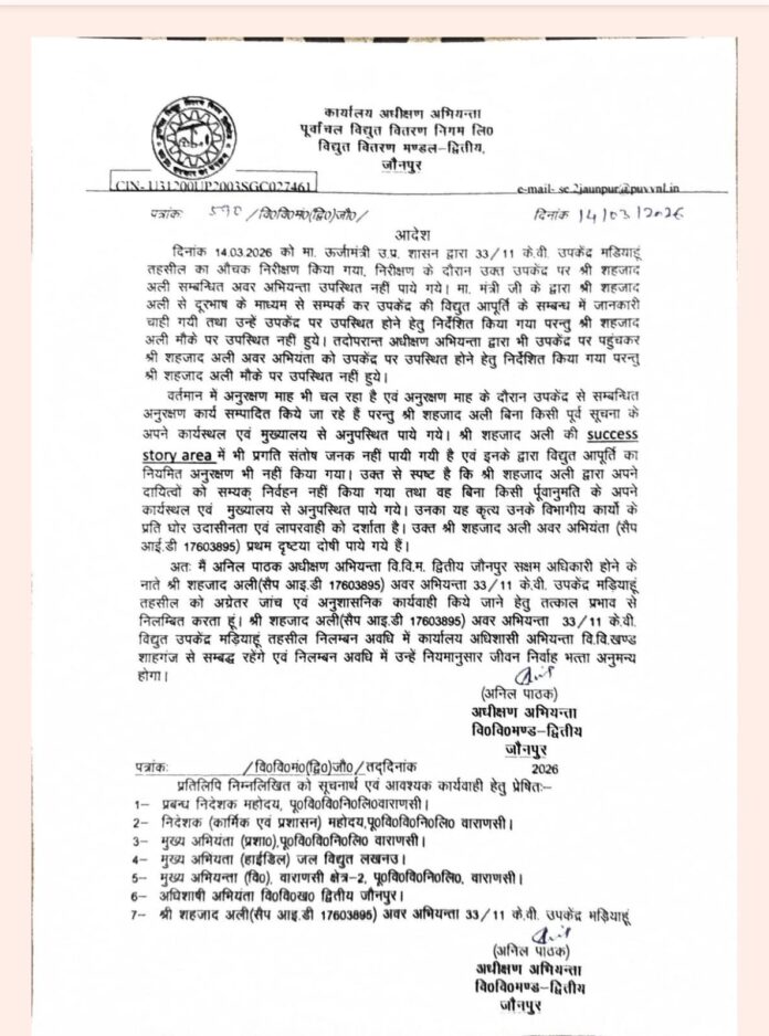Lucknow news: Action taken after surprise inspection by Energy Minister Lucknow news: Action taken after surprise inspection by Energy Minister