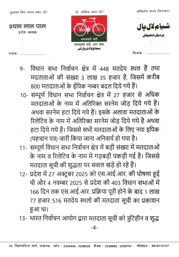 SPA PARTY: Discrepancies in the names of over 27,000 voters; SP demands an inquiry.